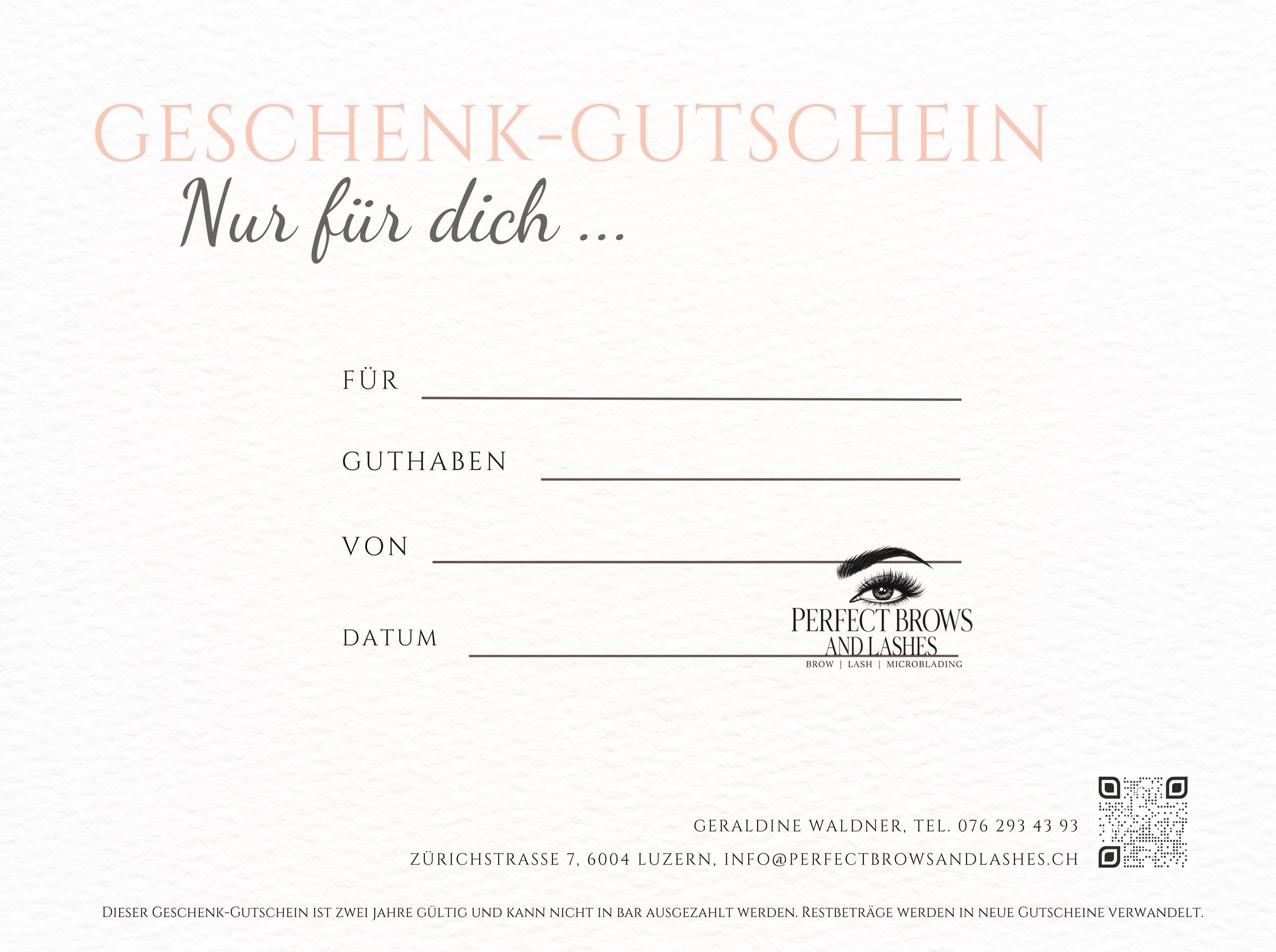 Rückseite des PerfectBrows Gutscheins